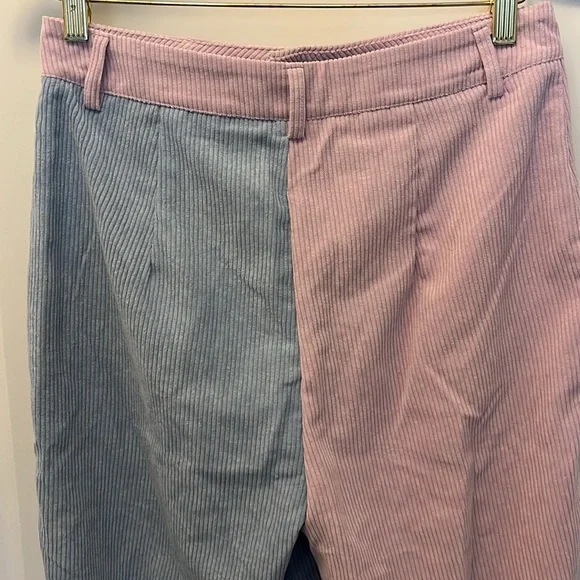 Vintage Salanta corduroy pants Polyester Color Block Purple Blue US 6 - Picture 5 of 10
